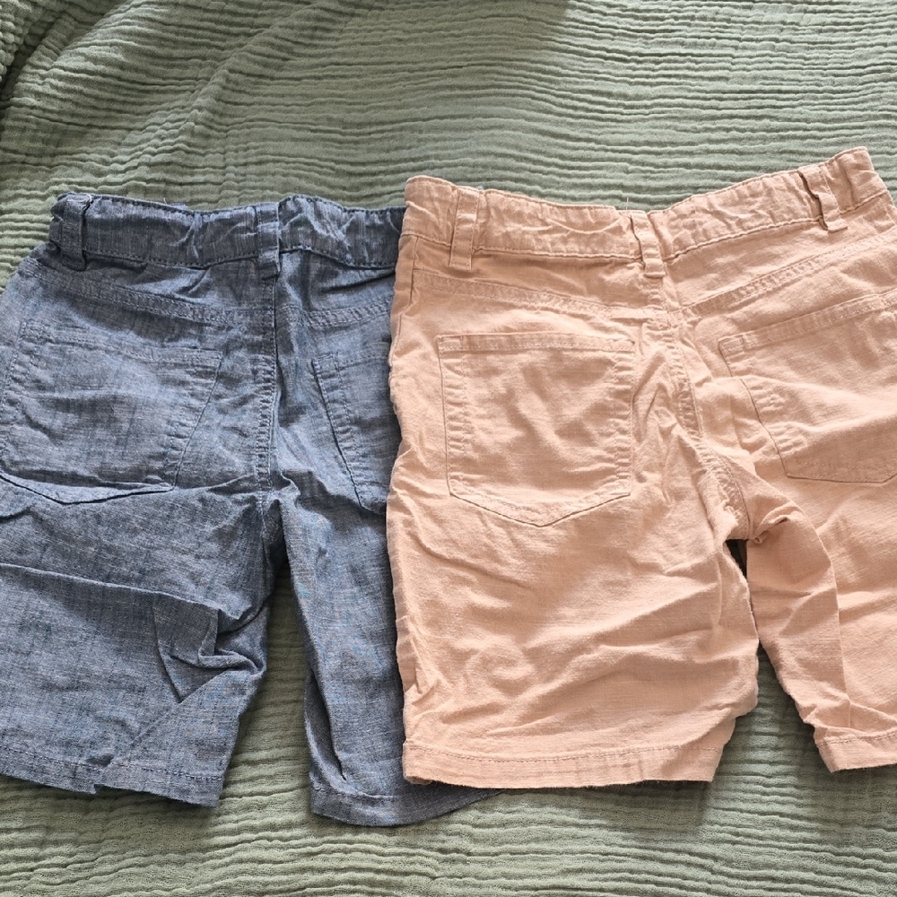Blue and Beige Casual Shorts Set Adjustable Waist - Picture 5 of 5